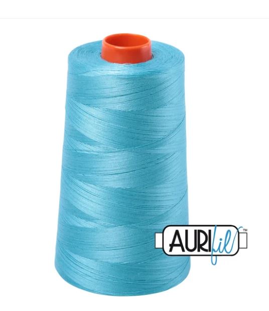 Aurifil Mako 50wt Cotton Thread Cone - 5005 Bright Turquoise