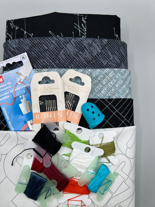 Big Stitch Quilting Series Throw Pillow Kit - Version 1 w/ assorted coordinated & Backing Fabric / Original Design by Lorna Costantini