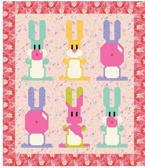 Blowing Up Bunnies - Rabbits Chewing Gum Quilt Pattern by Art East Quilting Co