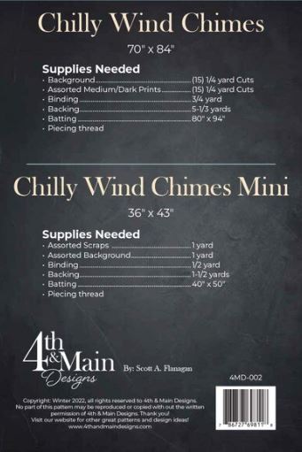 Chilly Wind Chimes Quilt Pattern by 4th & Main Designs – Scott A Flanagan (70in x 80in)