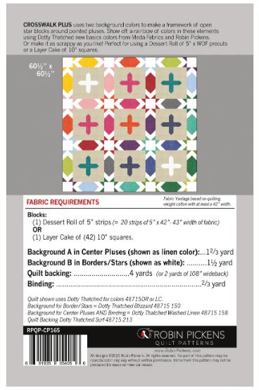 Crosswalk Plus Quilt Pattern by Robin Pickens / RPQP-CP165