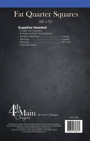 Fat Quarter Squares Quilt Pattern by 4th & Main Designs - Scott A. Flanagan 4MD008 (60″ x 72″)