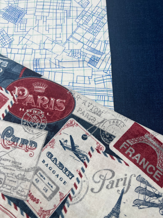 3 Piece - Fat Quarter Bundle with Paris Print