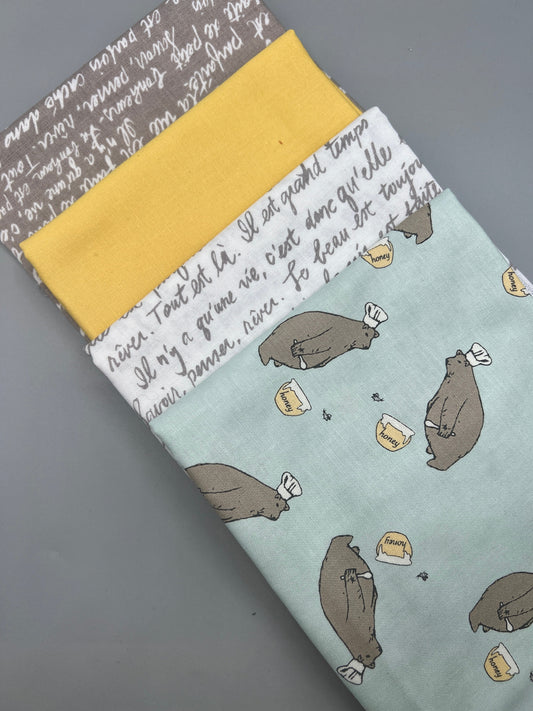 4 Piece - 1/2 Yard Bundle / Kids Bear Print Bundle