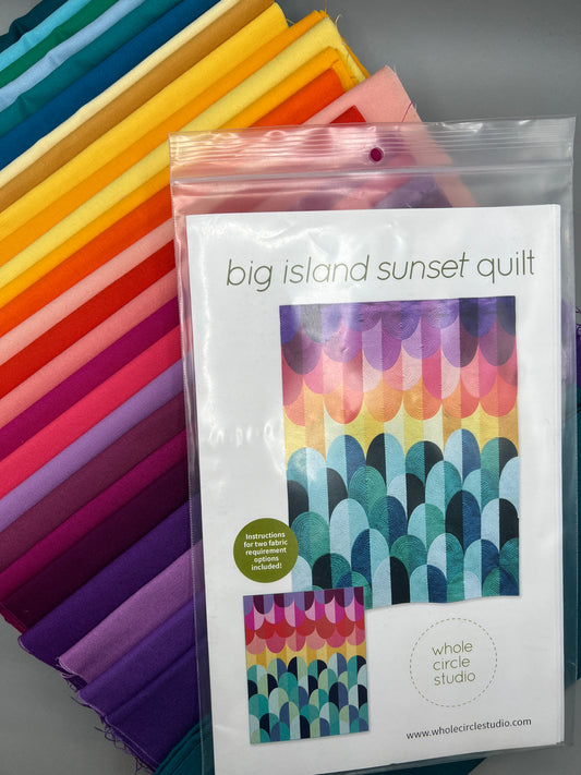 Big Island Sunset Quilt Kit in Large Throw Size w/ Kona Cottons / Pattern by Whole Circle Studio