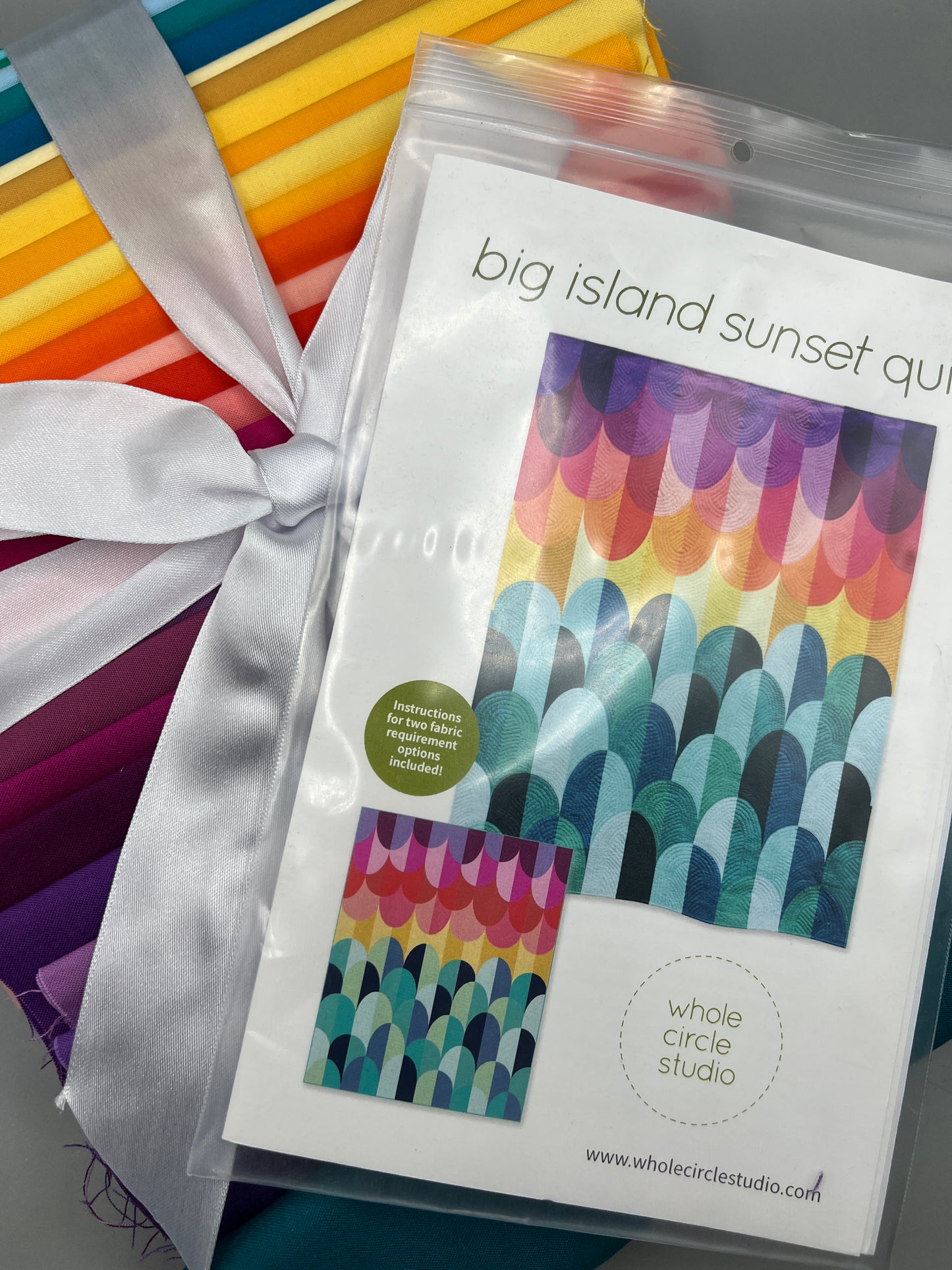 Big Island Sunset Quilt Kit in Large Throw Size w/ Kona Cottons / Pattern by Whole Circle Studio