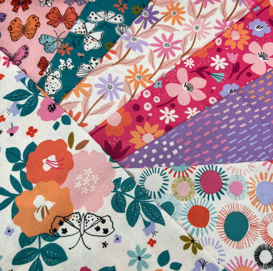 Butterfly Fields 7 PC Fat Quarter Bundle / Designed by Nina Raby Jones for Dashwood Studio