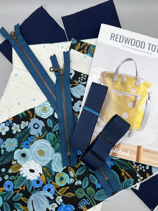 Redwood Tote Pre-Cut Kit w/ Merchant Mills Waxed Canvas & Art Gallery Prints