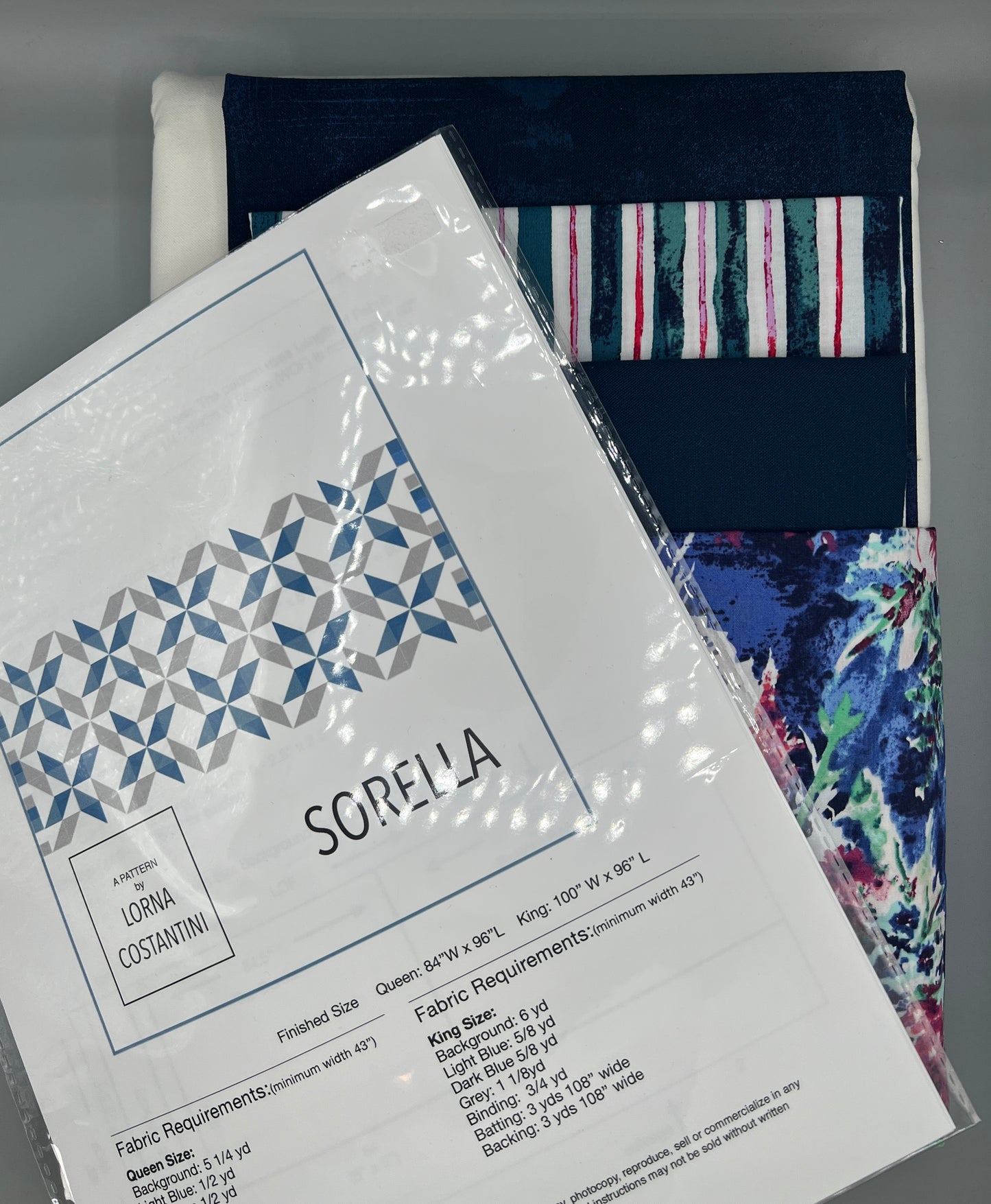 Sorella King Size Quilt Kit - VERSION 7 / With Original Pattern by Lorna Costantini / with Art Gallery Floral Print