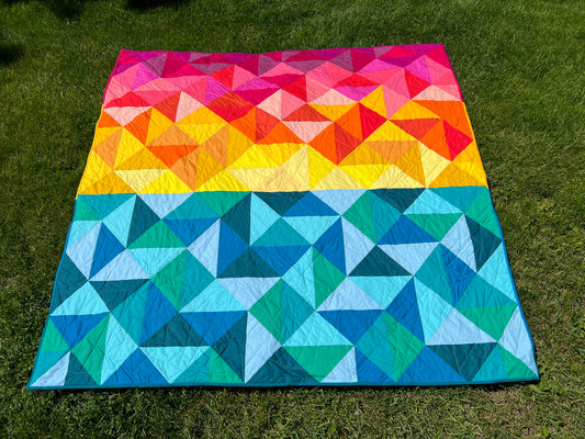 Sun Salutations Quilt Kit in Throw Size w/ Kona Cottons / Pattern by Whole Circle Studio