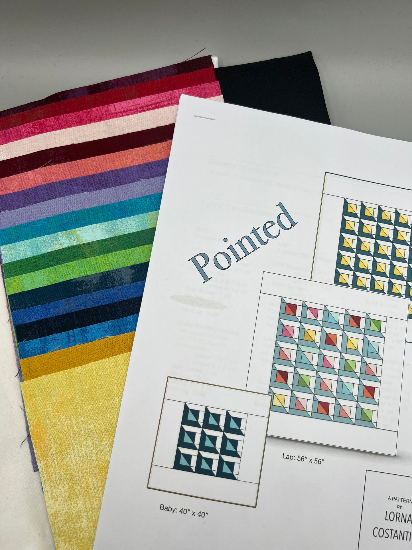 "Pointed" Rainbow Baby Quilt Kit; Original Pattern design by Lorna Costantini