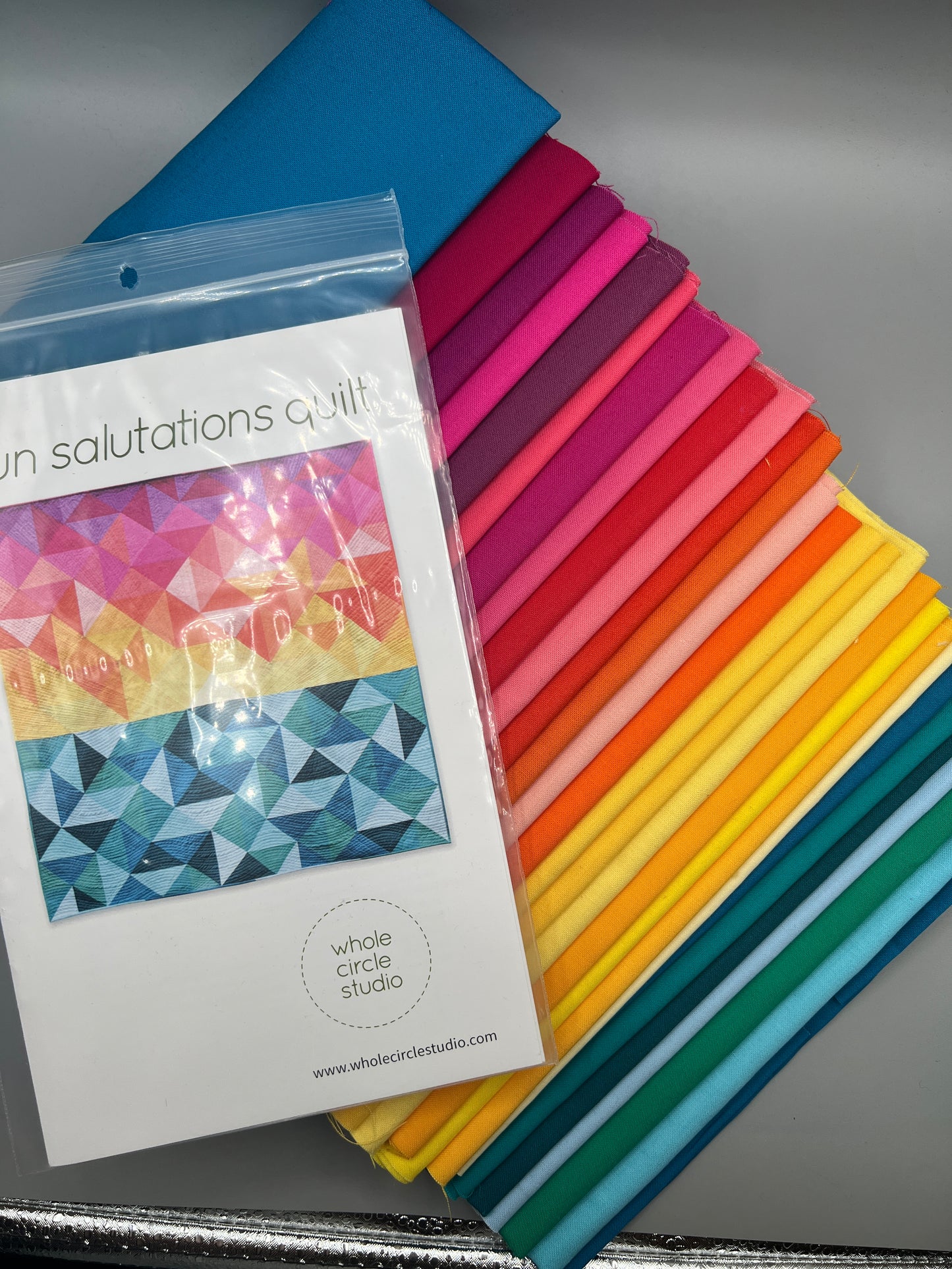 Sun Salutations Quilt Kit in Throw Size w/ Kona Cottons / Pattern by Whole Circle Studio