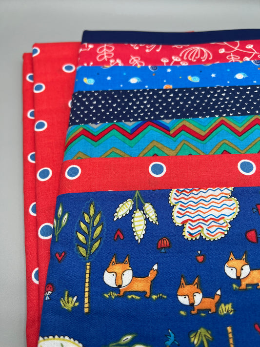 Playful Foxes & Whimsical Children's Print Fabric Complete Quilt Kits; Pattern - Baby Size / Pattern Included