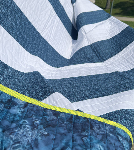 Stripe Reversal — Custom Modern Handmade Throw Quilt by Karen Jantz 53" x 76"
