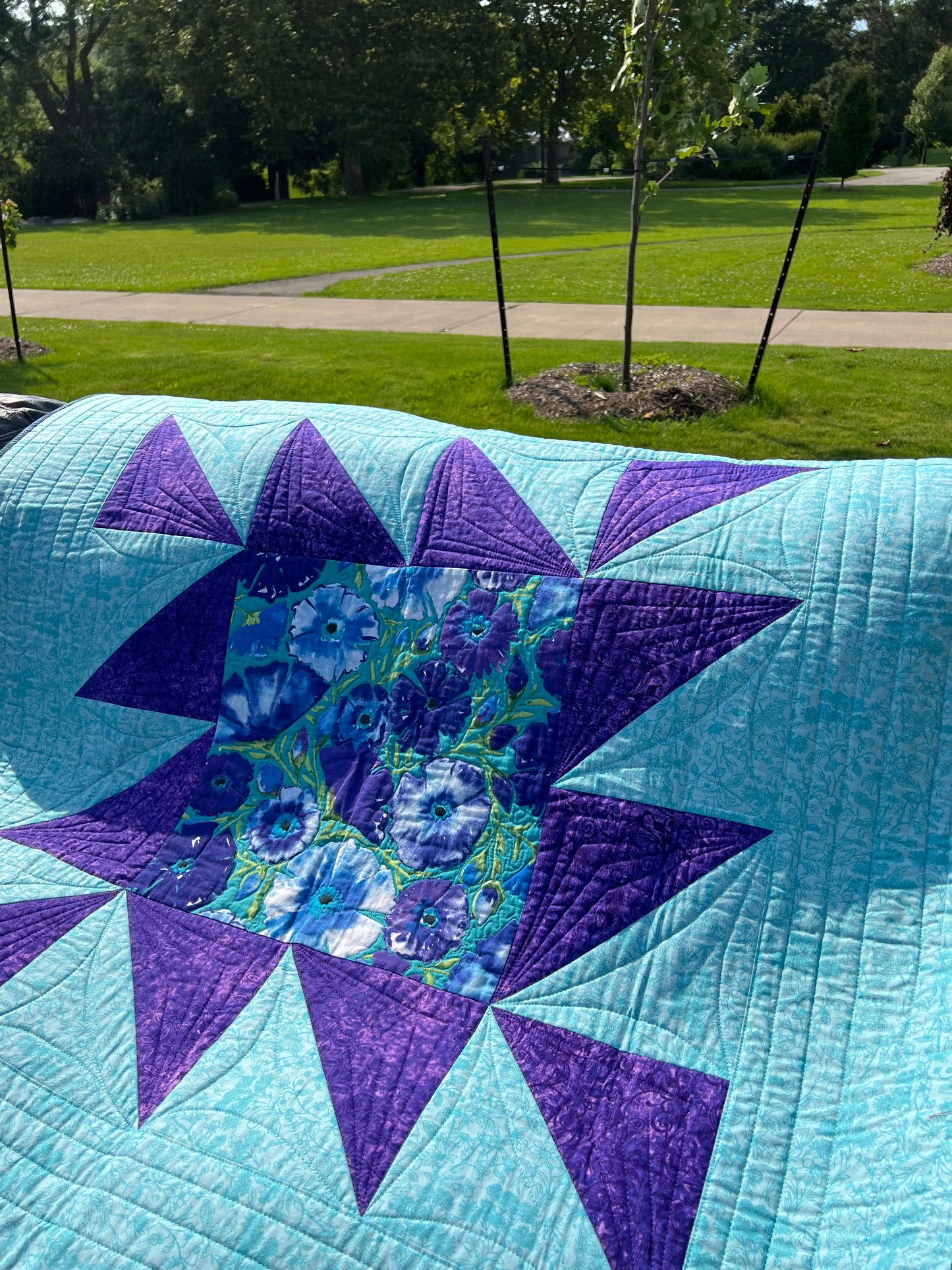Dancing Around the Square - Custom Handmade Throw Quilt by Karen Jantz 48" x 48"
