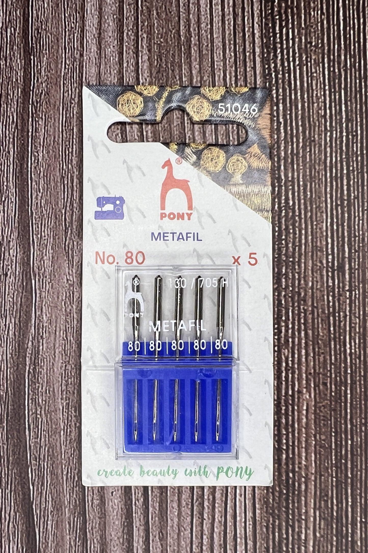PONY Metafil Sewing Machine Needles - Size 80/12 (Pack of 5) / P51046