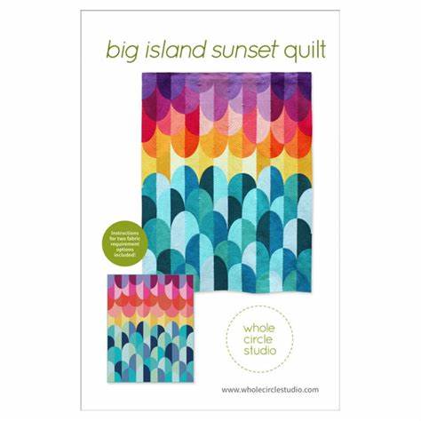 Big Island Sunset Quilt Kit in Large Throw Size w/ Kona Cottons / Pattern by Whole Circle Studio