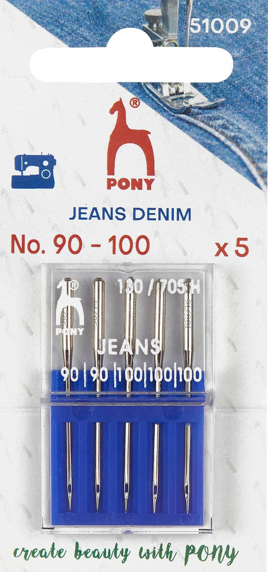 PONY - Machine Needle Jean 90-100 (Pack of 5) / P51009 Valdani perle cotton size 12 thread spool for quilting and embroidery