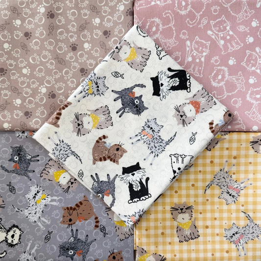 Purrfect Cats 5 Piece Fat Quarter Bundle by Susan Wheeler / Make + Believe