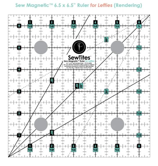 SewTites® Sew Magnetic™ 6½" . 6½" Magnetic Quilting Ruler | Left-Handed | Special Order