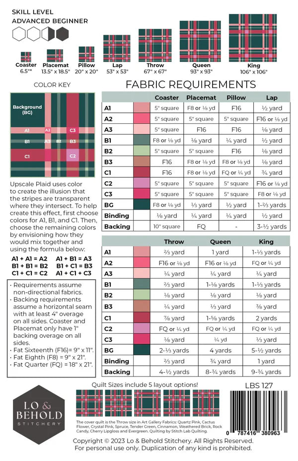 Upscale Plaid Quilt Pattern by Lo & Behold Stitchery