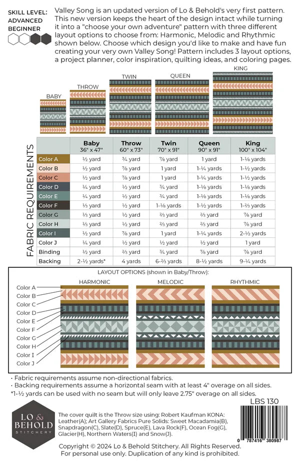 Valley Song Quilt Pattern by Lo & Behold Stitchery