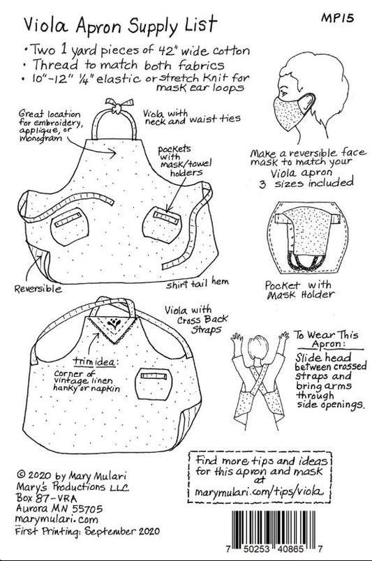 Viola Apron Pattern | Mary Mulari Designs