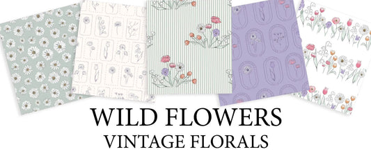 Wild Flowers - Vintage Florals - 5 Pce Fat Quarter Bundle by Holly Dennett / MAKE + BELIEVE