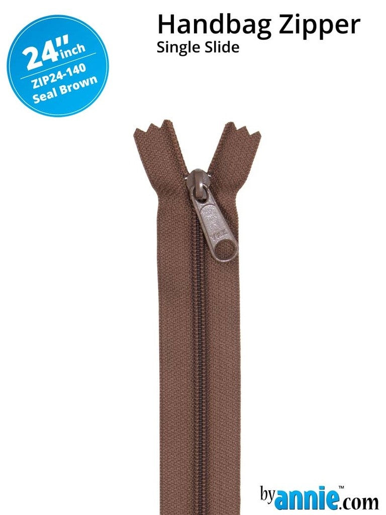 By Annie 24" Zipper - SEAL BROWN (BAZIP24-140) Valdani perle cotton size 12 thread spool for quilting and embroidery