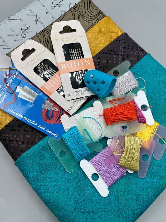 Big Stitch Quilting Series Throw Pillow Kit - Version 2 w/ assorted coordinated Backing Fabric / Original Design by Lorna Costantini