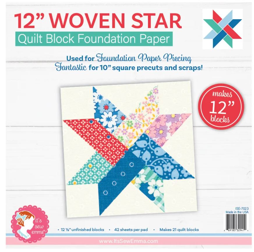Woven Star Quilt Block Foundation Paper - 12" | Lori Holt of Bee in My Bonnet