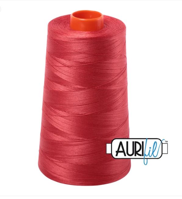 Aurifil Mako 50wt Cotton Thread Cone - 2255 Dark Red Orange