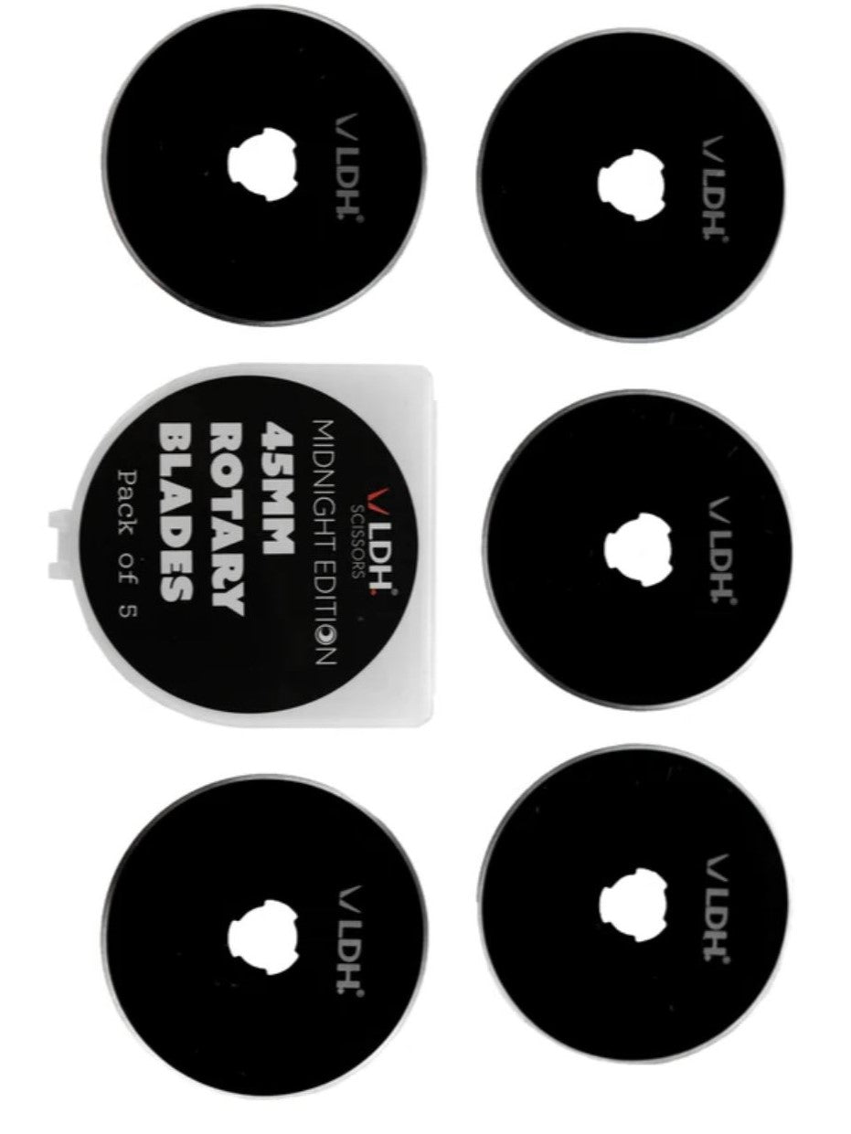 45mm Midnight Edition Rotary Blades by LDH Scissors - PKG 1 or PKG 5 Valdani perle cotton size 12 thread spool for quilting a