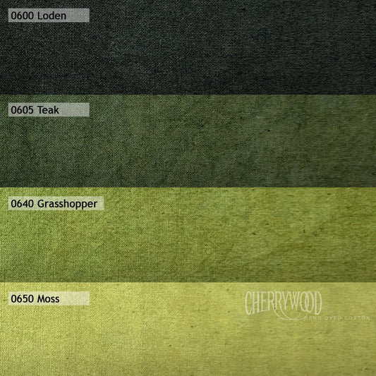 CHERRYWOOD Hand Dyed Fabrics - Fat Quarter Bundle - 4pc -Grass Medley