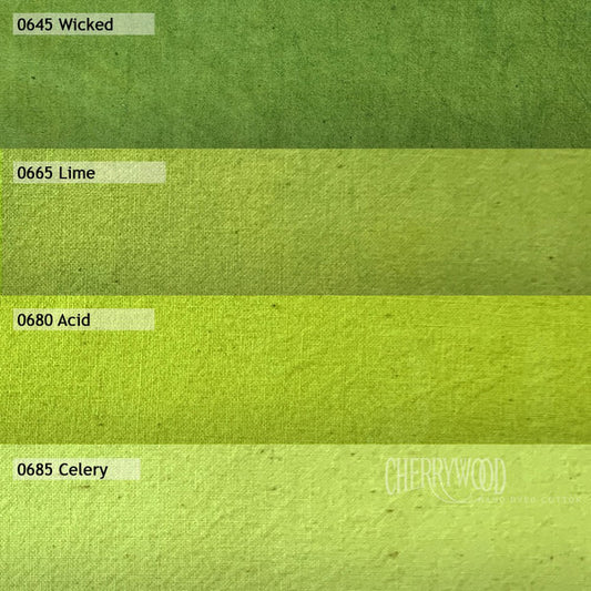 CHERRYWOOD Hand Dyed Fabrics - Fat Quarter Bundle - 4pc -Wicked Medley