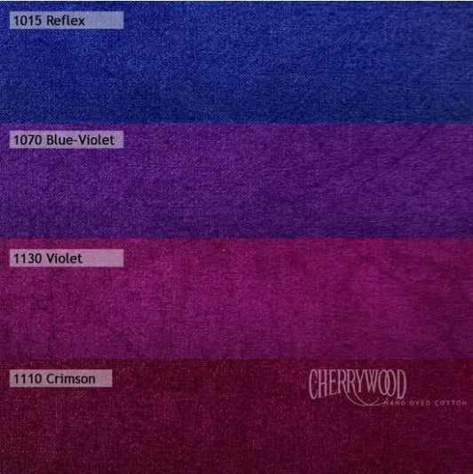 CHERRYWOOD Hand Dyed Fabrics - Fat Quarter Bundle - 4pc -Violet Medley