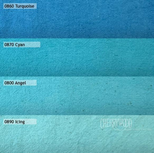CHERRYWOOD Hand Dyed Fabrics - Fat Quarter Bundle - 4pc -Turquoise Medley