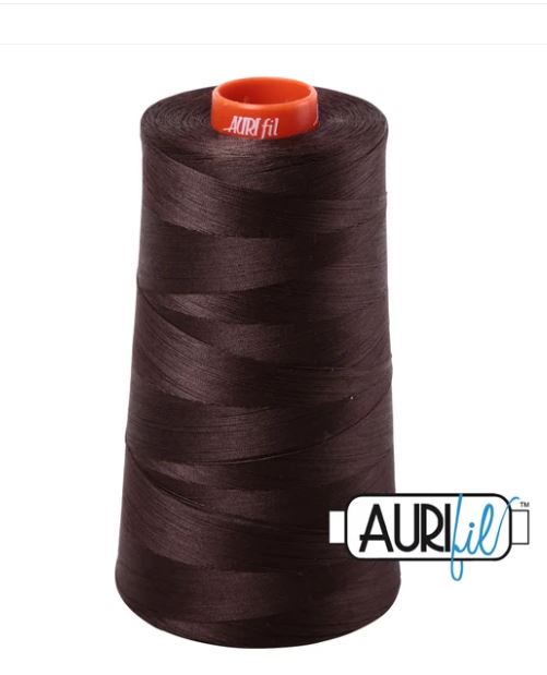 Aurifil Mako 50wt Cotton Thread Cone - 5024 Dark Brown