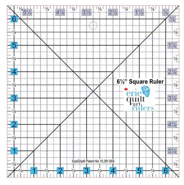 Erie Quilt Art 6.5" x 6.5" Non-Slip Quilting Ruler