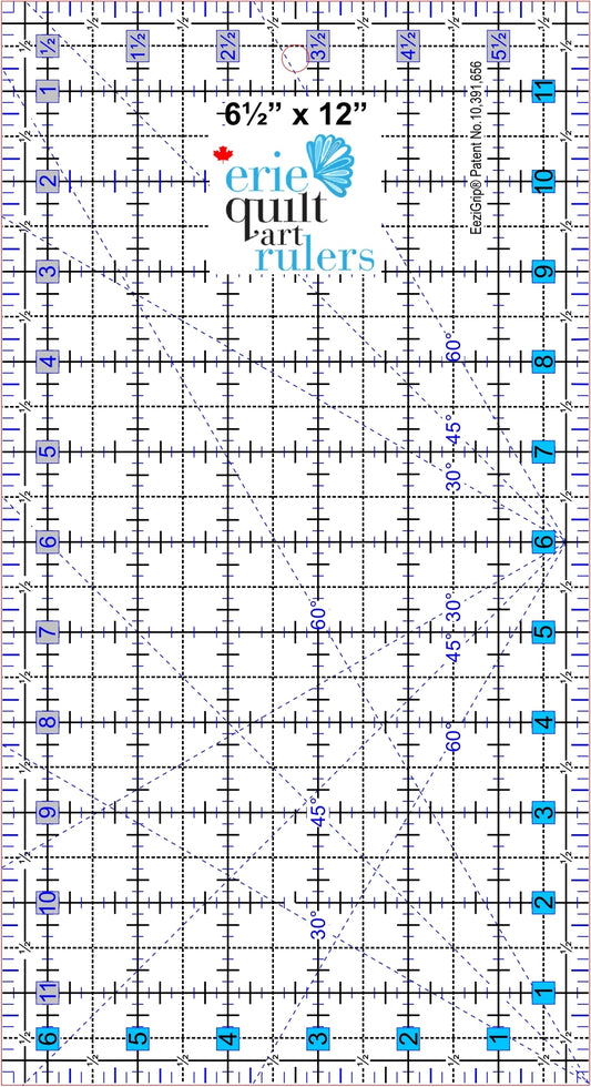Erie Quilt Art 6.5" x 12" Non-Slip Quilting Ruler