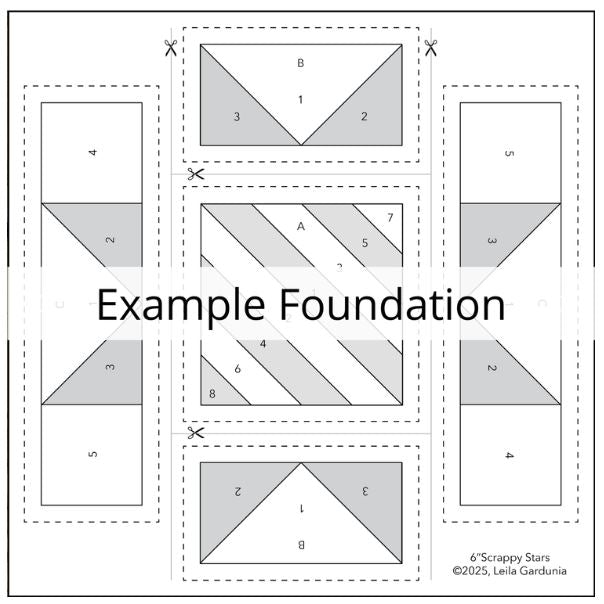 6" Scrappy Stars Foundation Pad by Leila Gardunia LGD-113
