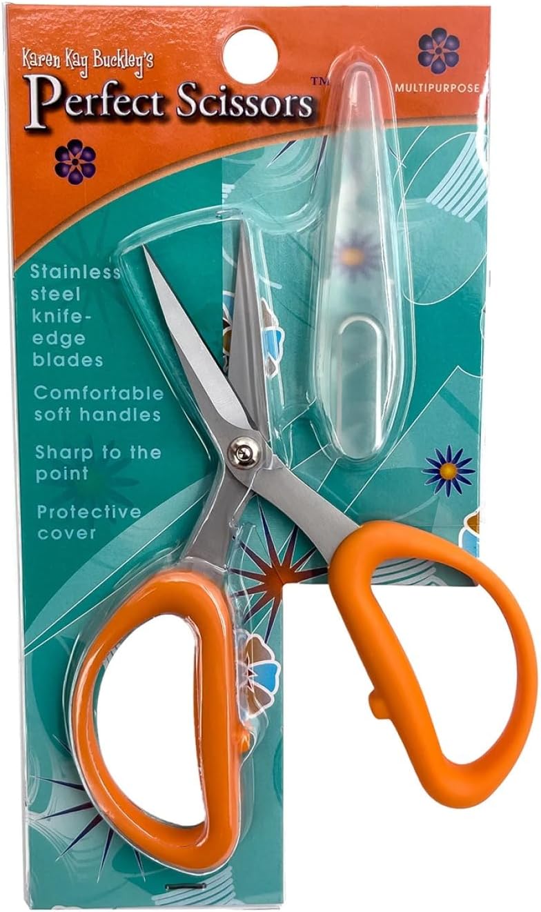 Perfect Scissors Orange 5" Medium Multipurpose Scissors by Karen Kay Valdani perle cotton size 12 thread spool for quilting a