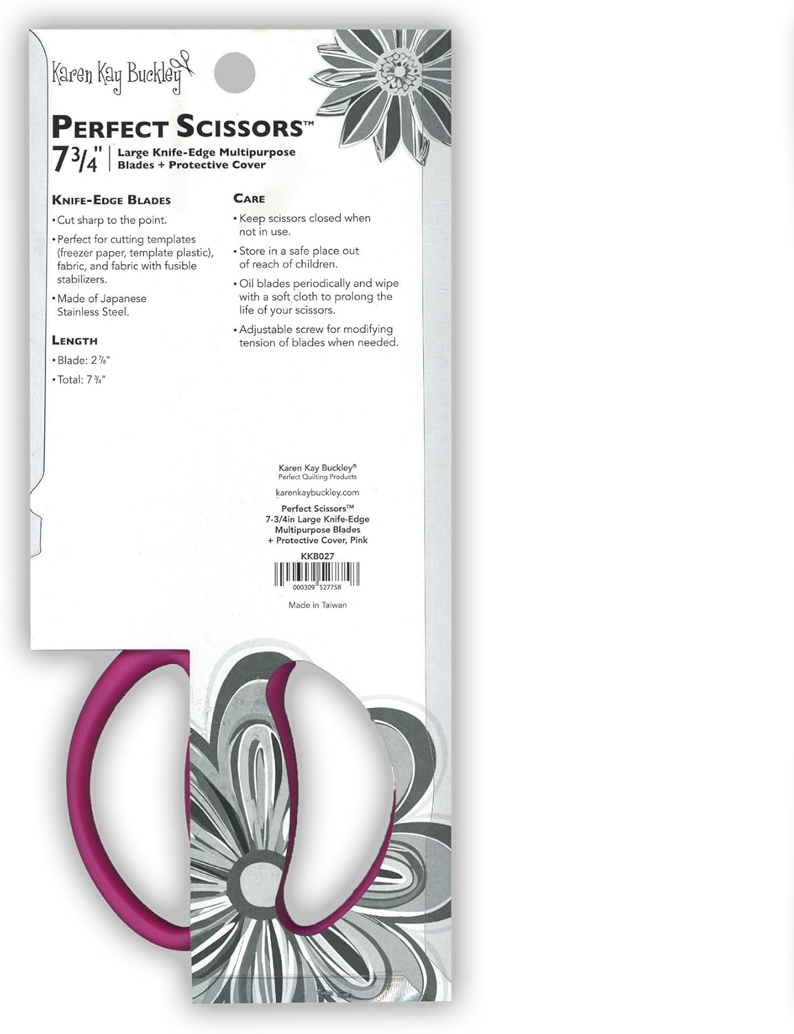 Perfect Scissors Pink 7-3/4" Large Multipurpose Scissor by Karen Kay Buckley / KKB027