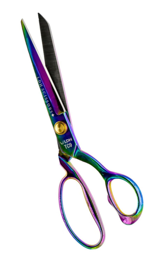 Prism Fabric Shears 9.5" by LDH Scissors / TC9 Valdani perle cotton size 12 thread spool for quilting and embroidery