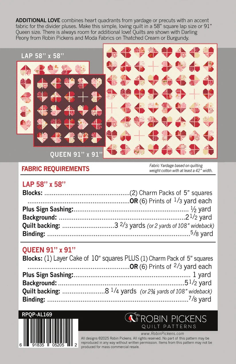 Additional Love Quilt Pattern by Robin Pickens / RPQP-AL169