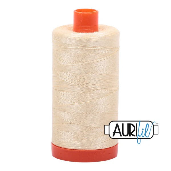 Aurifil Cotton Thread : Color 2110 Light Lemon Valdani perle cotton size 12 thread spool for quilting and embroidery
