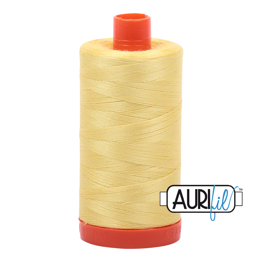 Aurifil Cotton Thread : Color 2115 Lemon Valdani perle cotton size 12 thread spool for quilting and embroidery