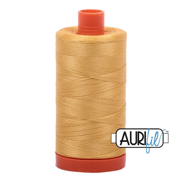Aurifil Cotton Thread : Color 2134 Spun Gold Valdani perle cotton size 12 thread spool for quilting and embroidery