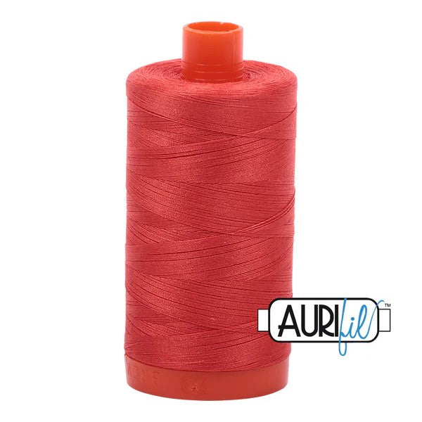Aurifil Cotton Thread : Color 2277 Light Red Orange Valdani perle cotton size 12 thread spool for quilting and embroidery