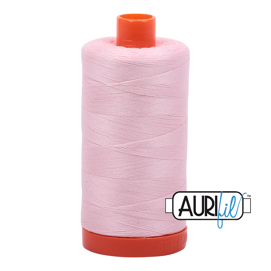 Aurifil Cotton Thread : Color 2410 Pale Pink Valdani perle cotton size 12 thread spool for quilting and embroidery